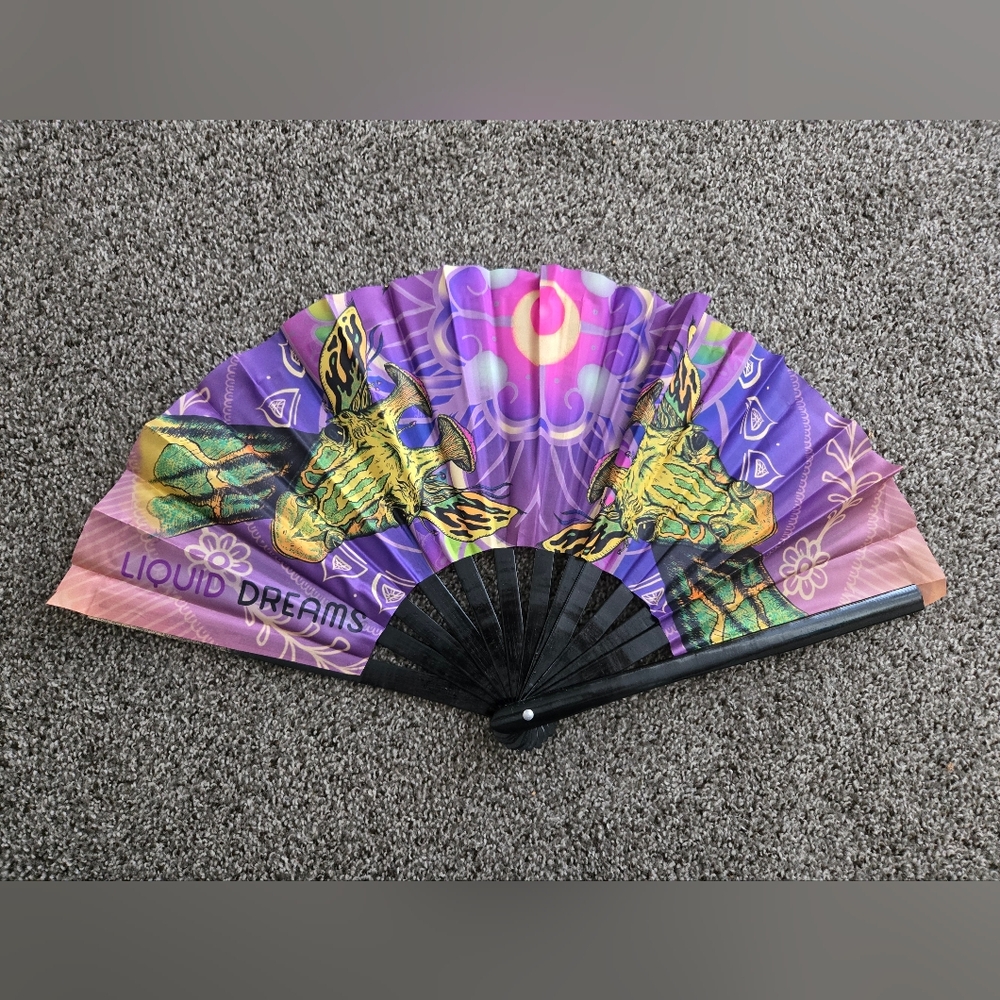 Colorful Folding Fan with Turtle Design